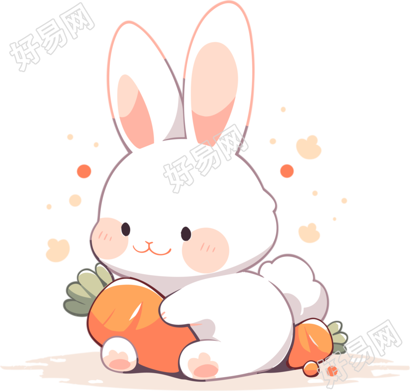 卡通兔子中秋节手绘插画