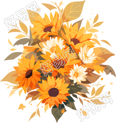 太阳花花束教师节快乐插画