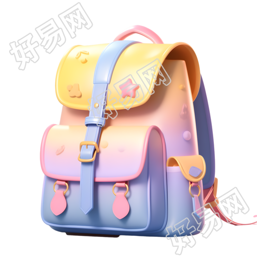 粉蓝渐变书包PNG图形素材