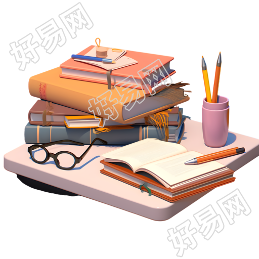 摆满书籍的书桌PNG图形素材