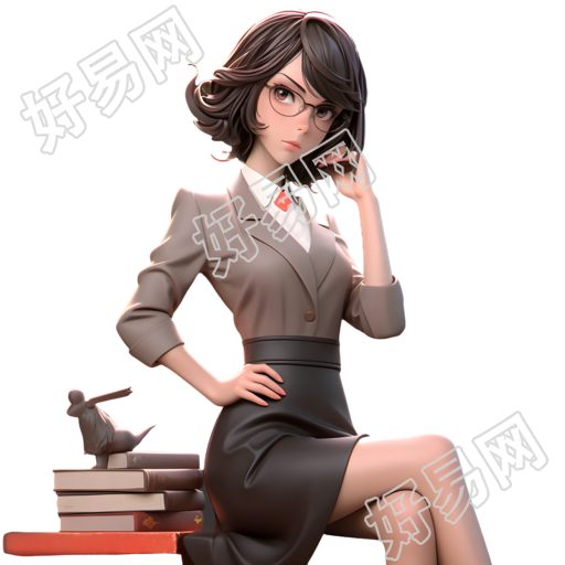 女教师3D模型插画