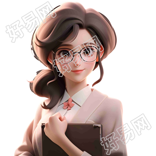 高清透明背景的女性教师3D模型插画