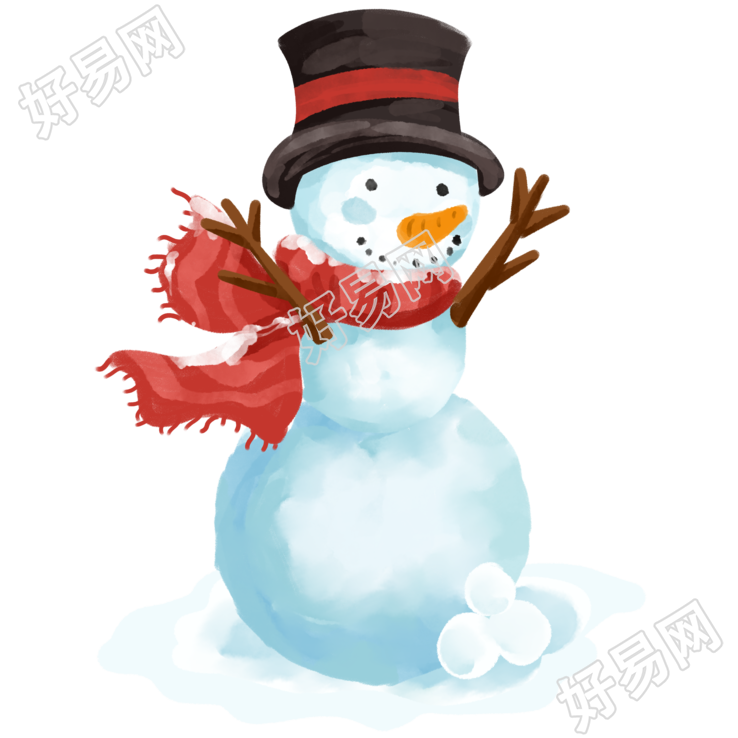 小雪时节搞怪的雪人手绘插画
