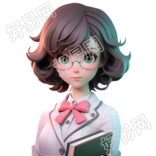 3D模型女教师戴眼镜插画