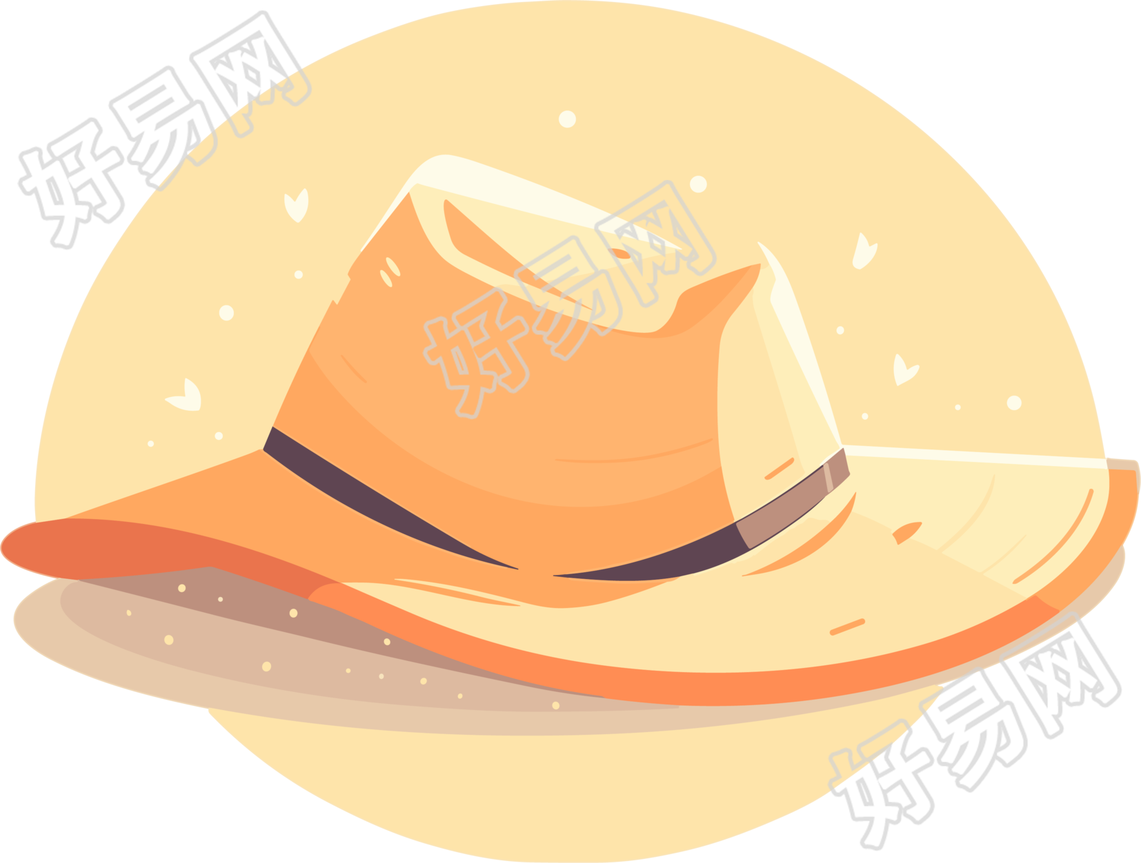 米黄色草帽插画PNG
