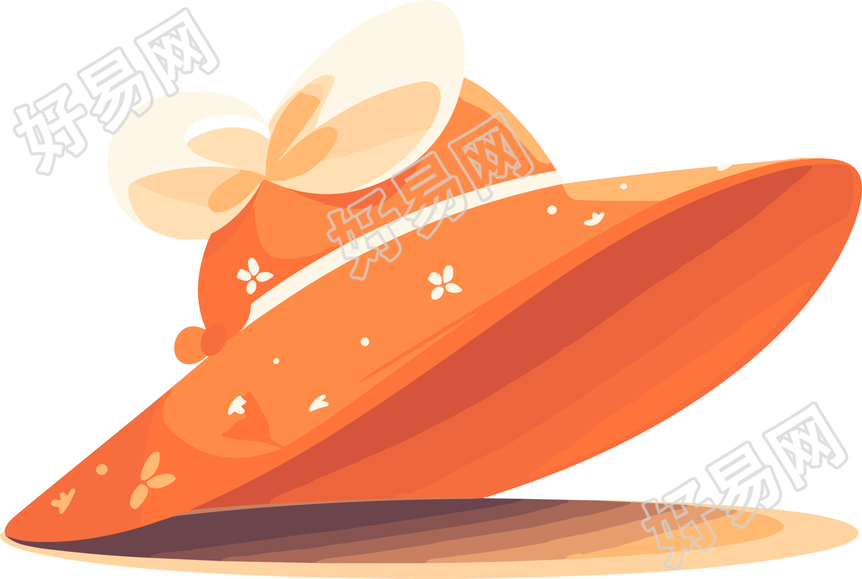 小女孩夏季橘色太阳帽商业素材