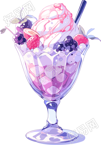紫色甜美冰淇淋小清新插图