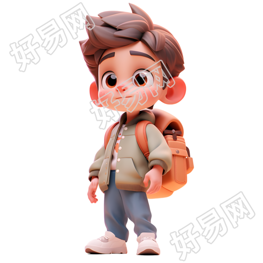 帅气男孩背包的3D人物素材