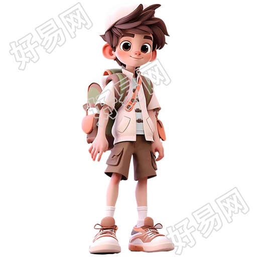 鲜明创意设计元素卡通孩子背着书包PNG素材