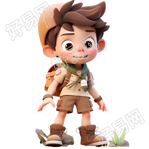 梦幻可爱背包男孩冒险家素材