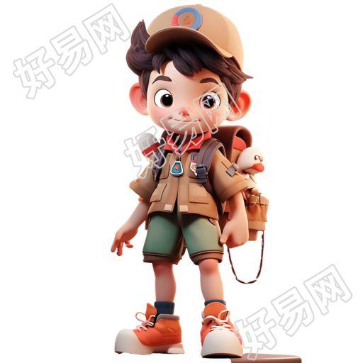 可爱有机雕塑风格的冒险男孩PNG素材