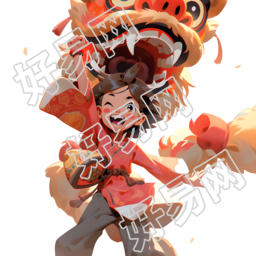 舞狮艺术插画透明背景元素