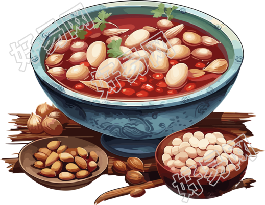 美味的红豆汤插画设计