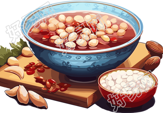 红豆汤透明背景插画