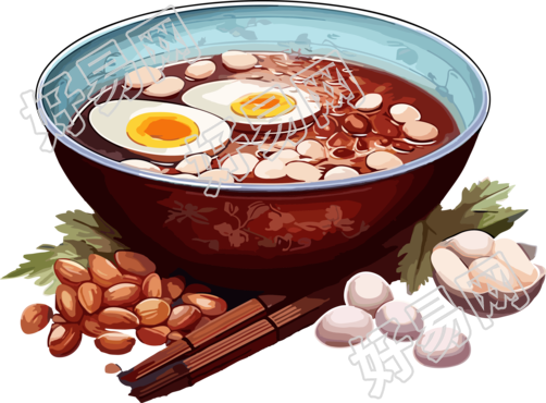 中国文化主题风格的红豆汤插画