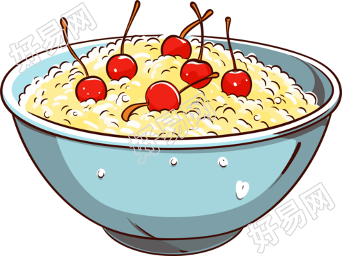 卡通风格樱桃米饭插画素材