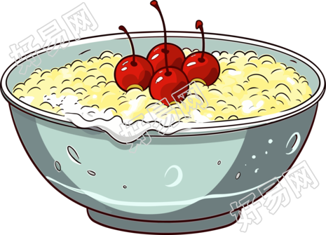 樱桃米饭卡通风格商用素材