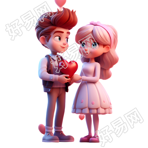 梦幻软萌插画情侣图标素材