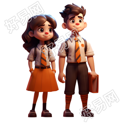 阳光下的校服男女角色设计元素
