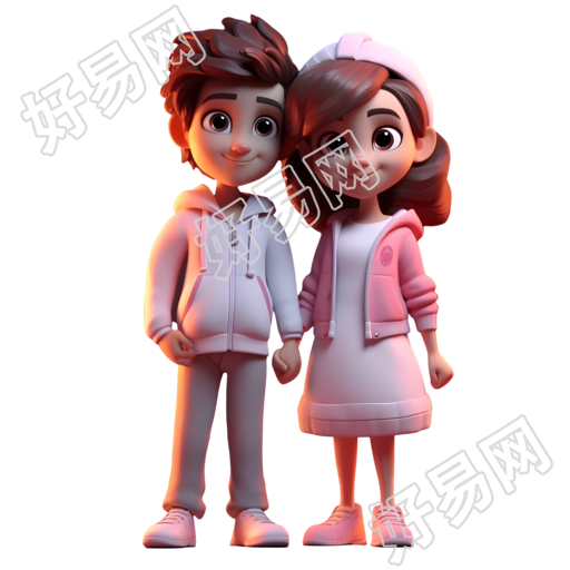 可爱卡通情侣PNG图形素材