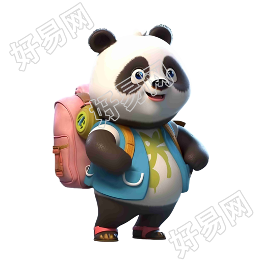 卡通角色设计可爱熊猫背包素材