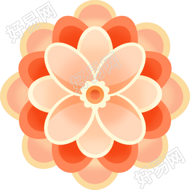 装饰用的渐变花朵透明背景插画