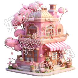 粉色花店插画设计元素