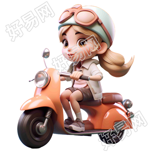 戴头盔骑电动车的女孩PNG图形素材