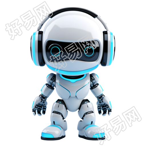 蓝黑色3D白色安卓机器人创意素材