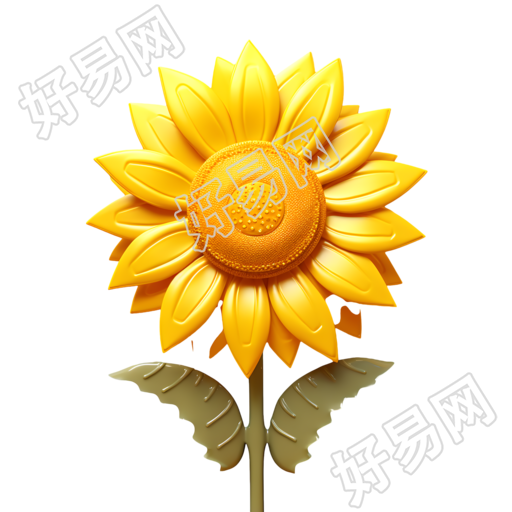 太阳花3D插画透明背景元素