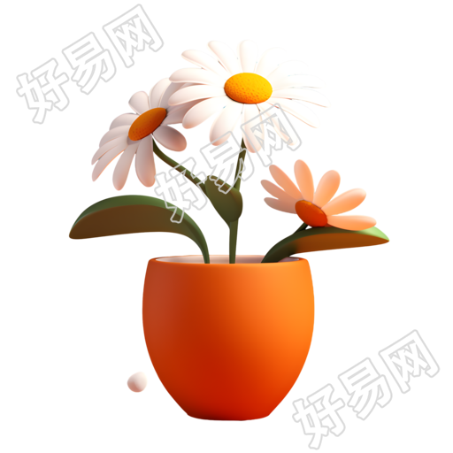 花盆上的雏菊插画设计