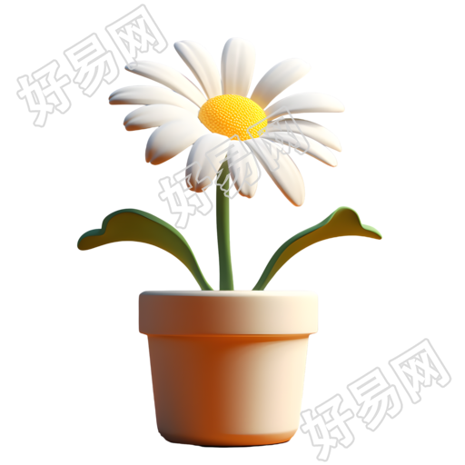 逼真风格的盆栽菊花元素