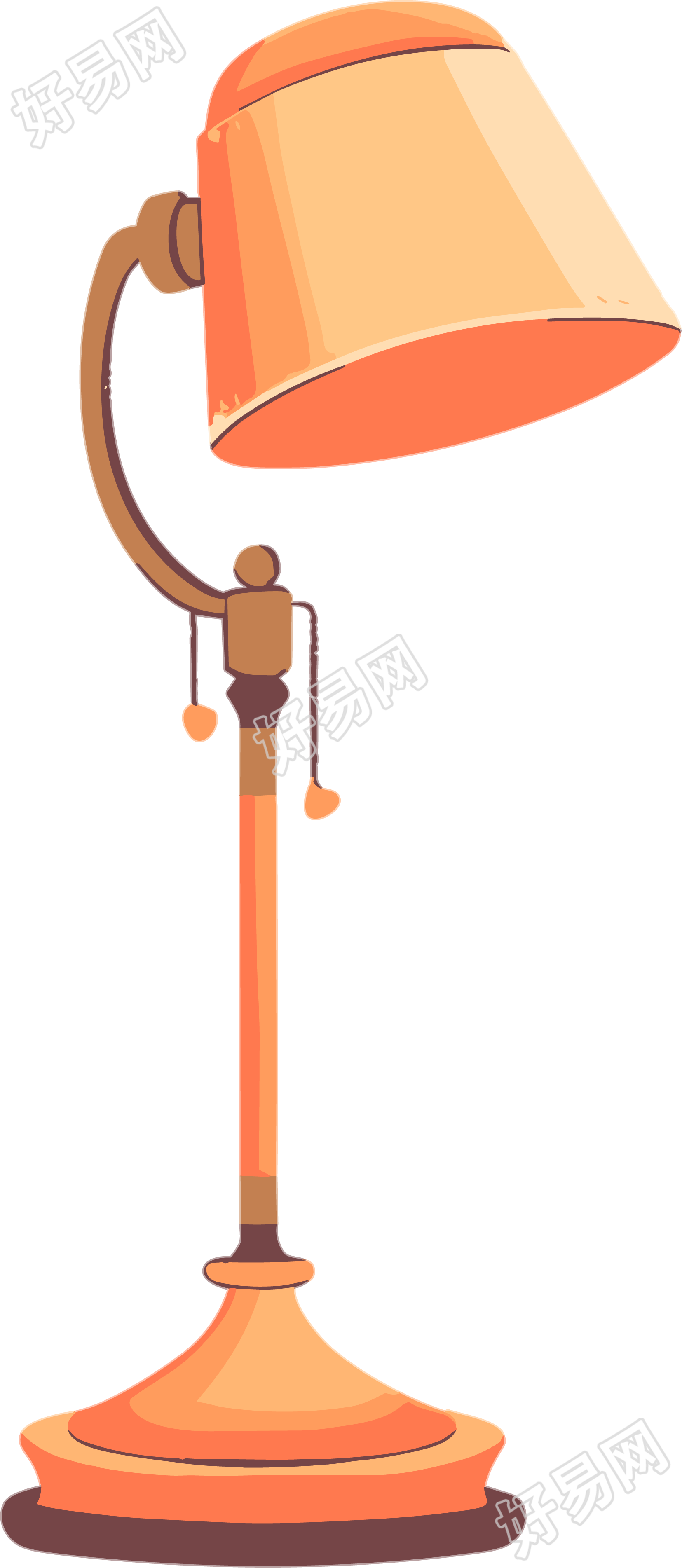 手绘插画桌灯透明背景素材