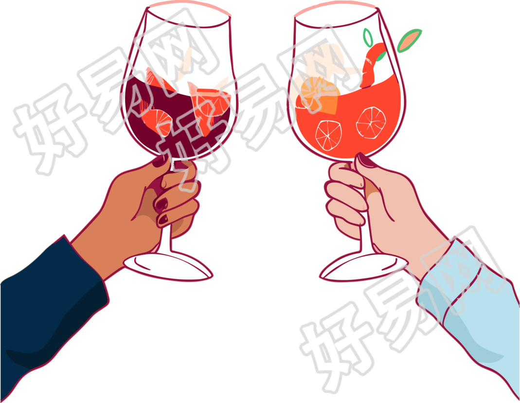 手拿高脚杯碰杯插画设计元素