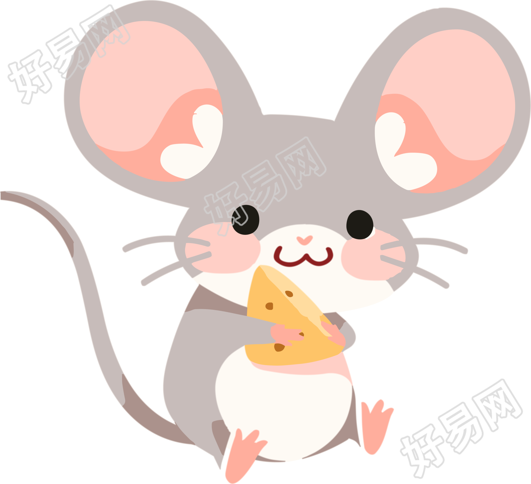 手绘插画小老鼠商用素材