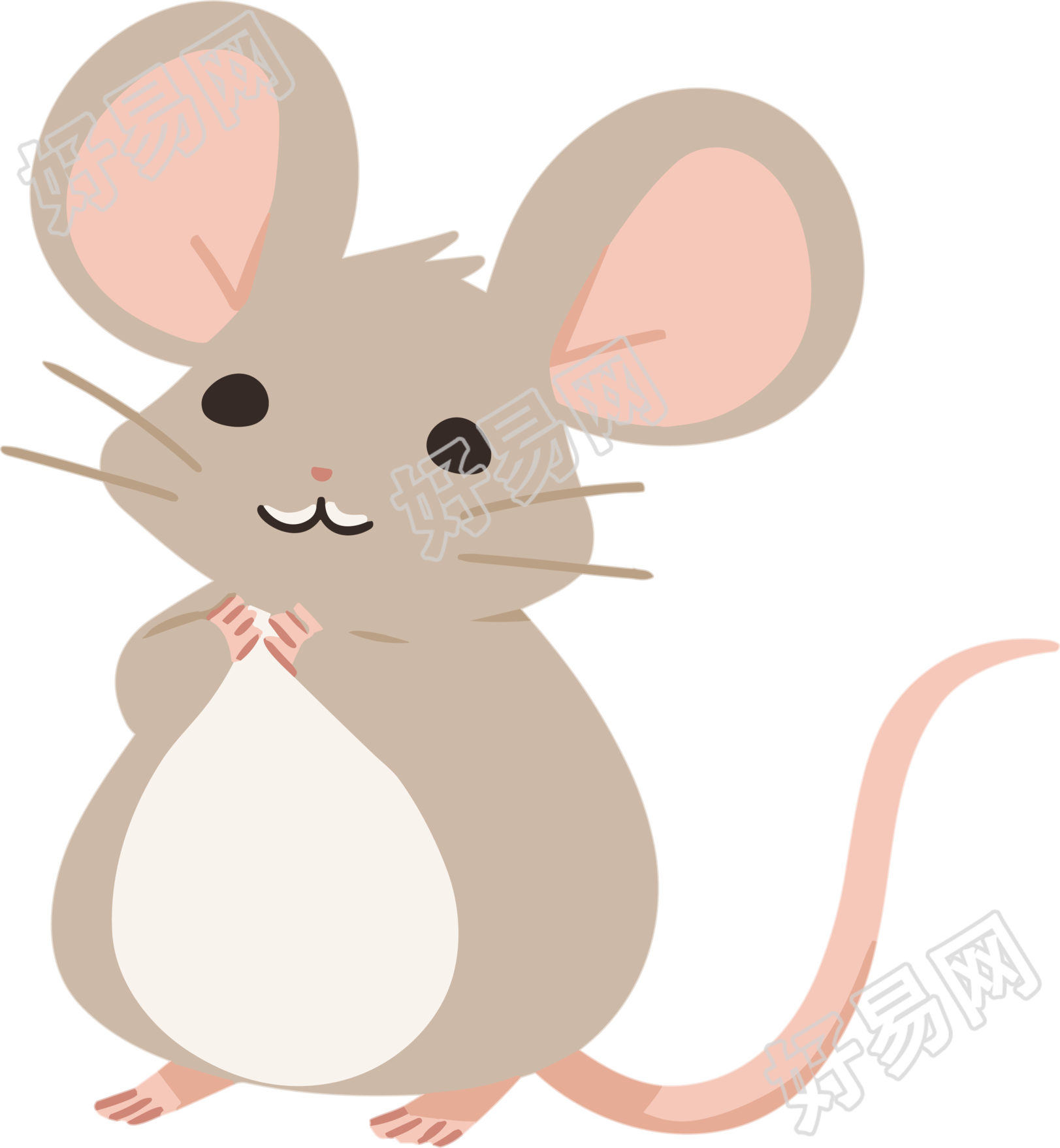 呲牙的小老鼠插画设计PNG