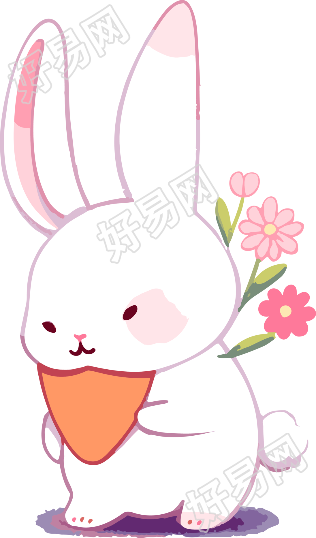 可商用的平面风格兔子手绘插画