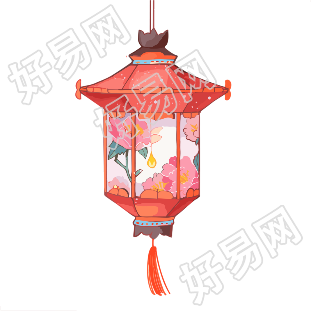 手绘花灯创意设计插画素材