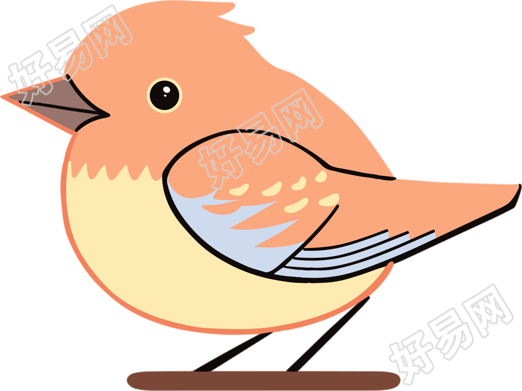 胖乎乎的卡通小鸟插画元素