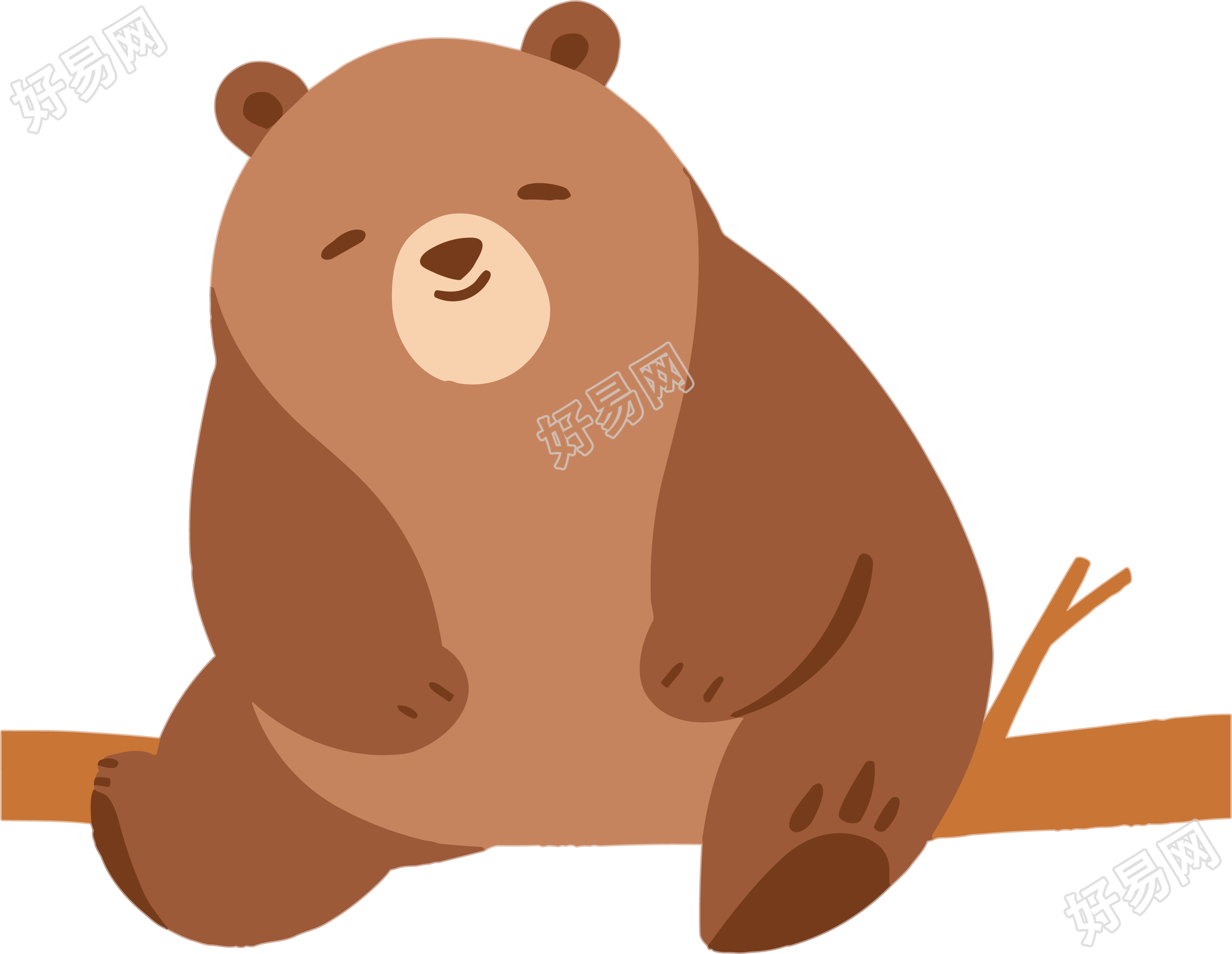 手绘平面风格棕熊插画