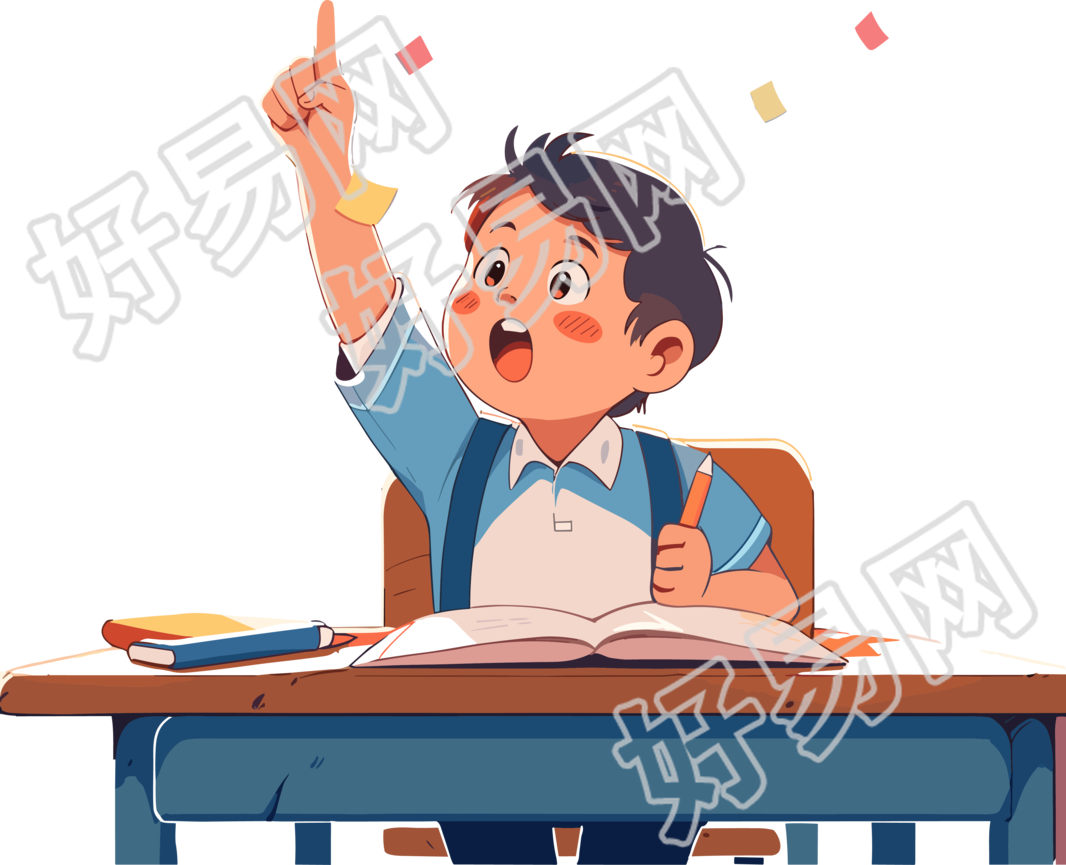 可商用男孩上学透明背景的高清插画设计