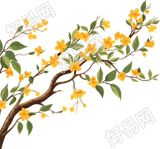 金色琥珀树枝图案PNG素材