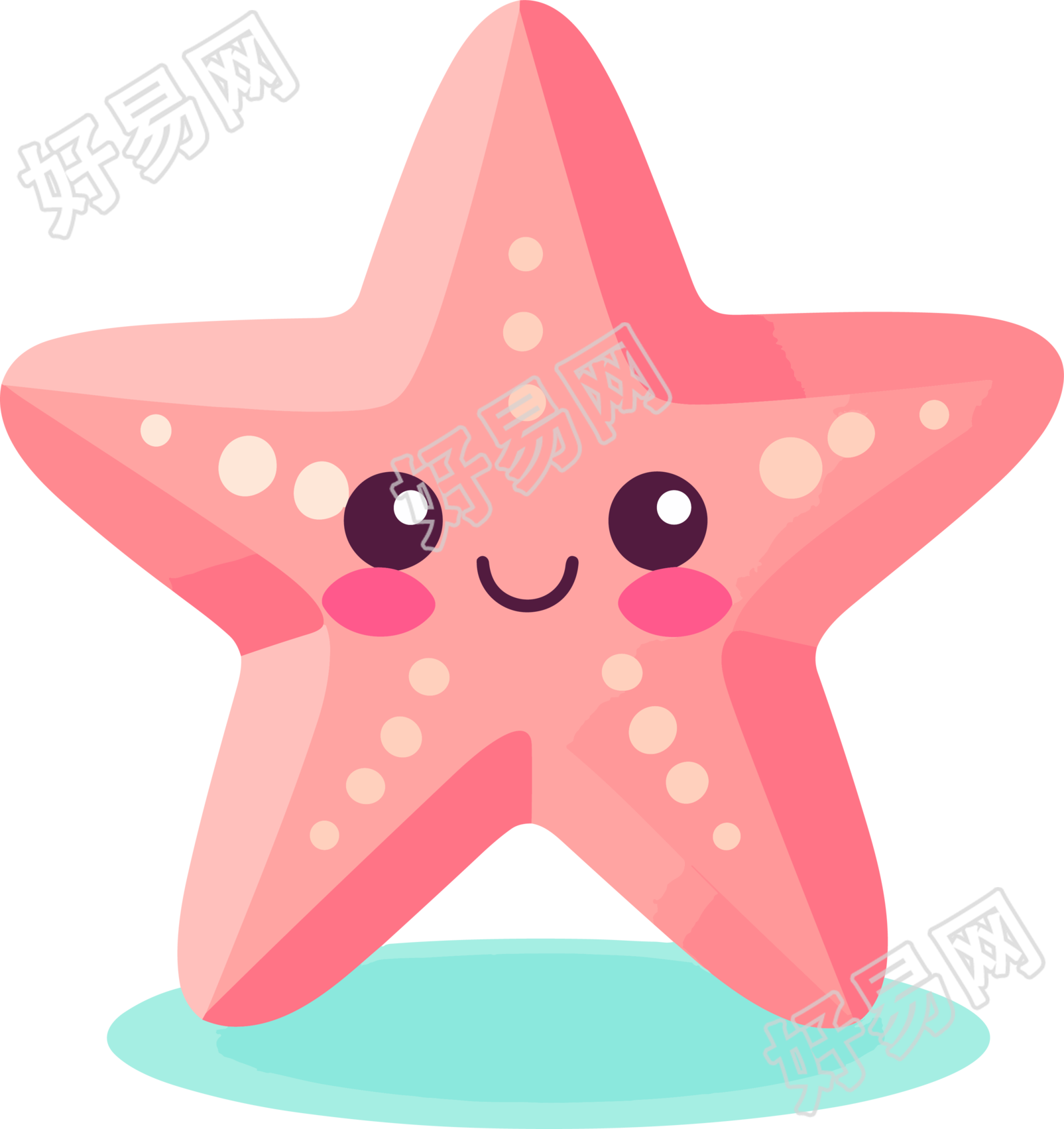 可爱粉色海星动画插画设计素材