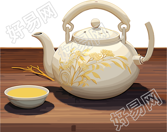 白色雅致的茶壶创意设计插画素材