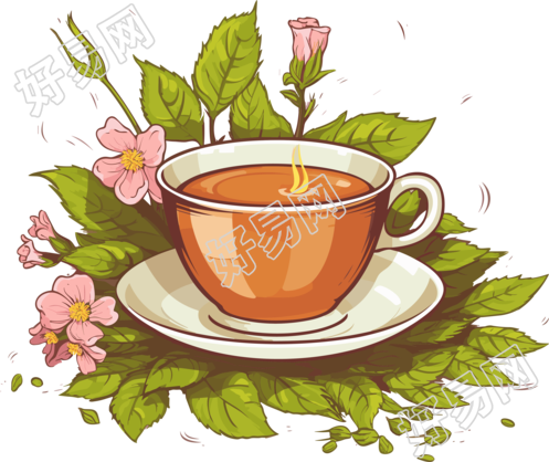 草叶花朵背景矢量插画