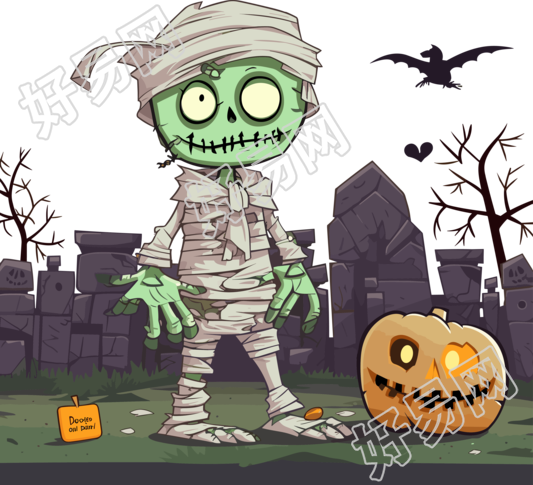 神秘墓地中的闪耀核心插画设计素材