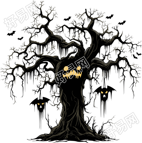 悬挂式卡通式树矢量剪贴画元素