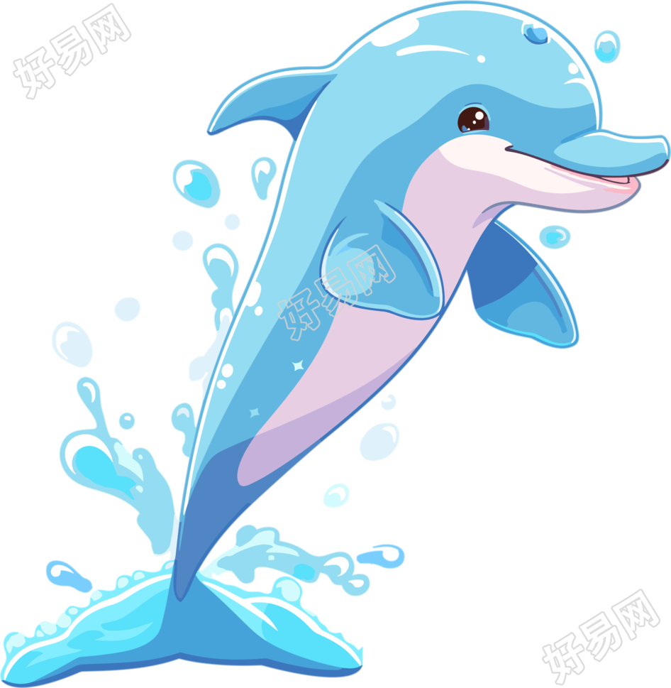 可商用海豚矢量贴纸插画素材