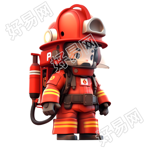 消防员3D插画透明背景元素