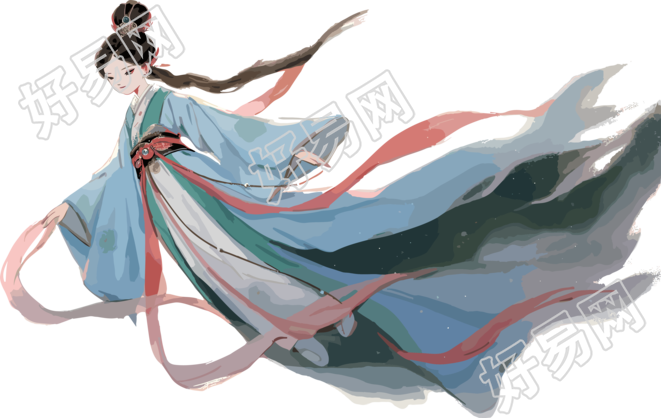 嫦娥仙子握玉兔飞向月亮元素